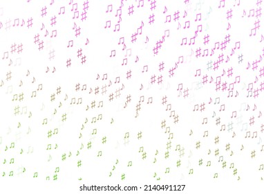 Light Pink, Green vector texture with musical notes. Decorative design in abstract style with music shapes. Pattern for festival leaflets.