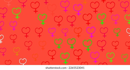 Light Pink, Green vector texture with women rights symbols. Simple design in abstract style with women rights activism. Elegant design for wallpapers.