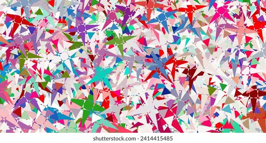 Pink claro, textura vectorial verde con triángulos aleatorios. Ilustración de material web con triángulos abstractos coloridos. Una adición fácil a sus comerciales.