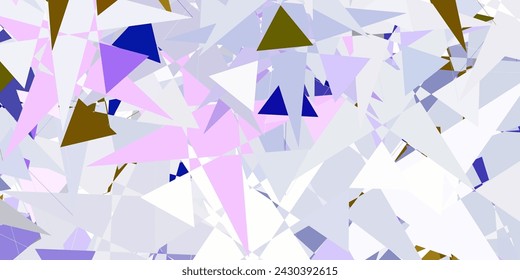Rosa claro, textura vectorial verde con triángulos aleatorios. Ilustración abstracta excepcional con gama de triángulos de colores. Una adición fácil a sus anuncios.