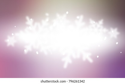 Light Pink, Green vector texture with colored snowflakes. Decorative shining illustration with snow on abstract template. The pattern can be used for new year leaflets.