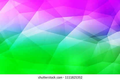 Light Pink, Green vector triangle mosaic texture. A sample with polygonal shapes. Brand new design for your business.