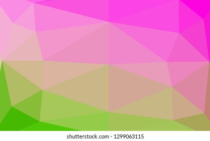 Light Pink, Green vector triangle mosaic texture. An elegant bright illustration with gradient. The best triangular design for your business.