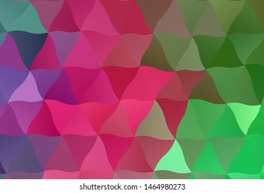 Light Pink, Green vector triangle mosaic background. Elegant bright polygonal illustration with gradient. A new texture for your web site.