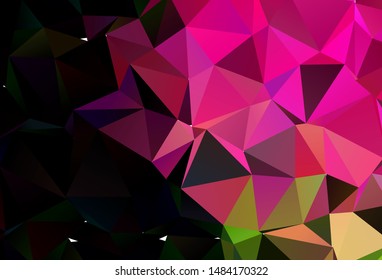 Light Pink, Green vector triangle mosaic texture. Modern geometrical abstract illustration with gradient. Textured pattern for background.