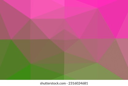 Planilla de mosaico de trángulo vectorial verde claro rosa. Ilustración abstracta vaga con gradiente. Plantilla completamente nueva para el diseño de su negocio.