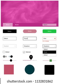 Light Pink, Green vector ui ux kit with space stars. Simple Material Design Kit with colorful clouds in header. This template you can use for landing pages.