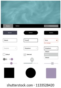 Light Pink, Green vector ui kit with clouds & stars. Simple Material Design Kit with colorful clouds in header. This sample is for your landing page.