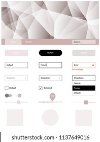 Light Pink, Green vector ui ux kit in triangular style. Ui Ux kit with colorful polygonal background in its header. This sample is for your landing page.