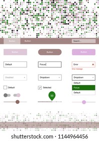 Light Pink, Green vector ui kit with dots. Colorful Style guide with circles on abstract background. This sample is for your landing page.