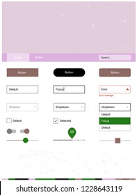 Light Pink, Green vector ui kit in polygonal style with circles. Web ui kit with abstract triangles, circles in its header. This sample is for your website.