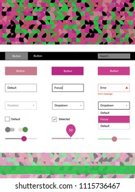 Light Pink, Green vector wireframe kit with dots. Modern Style guide with colorful gradient circles in its header. Simple colorful design for websites.