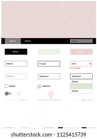 Light Pink, Green vector wireframe kit with crystals, circles. Ui kit design in abstract style with colorful crystals, circles. This template you can use for websites.