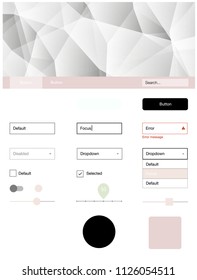 Light Pink, Green vector wireframe kit with crystals. Decorative ui kit design in abstract style with colorful crystals. This sample is for your website.