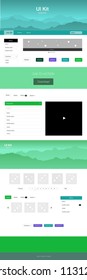 Light Pink, Green vector wireframe kit with nature. Colorful Style guide with mountains on abstract background. Simple colorful design for tourist websites.
