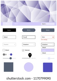 Light Pink, Green vector wireframe kit with crystals. Ui Ux kit with colorful polygonal background in its header. Simple colorful design for websites.