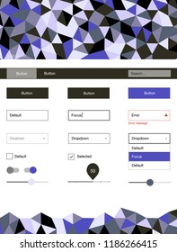 Light Pink, Green vector wireframe kit with crystals. Ui Ux kit with colorful polygonal background in its header. Simple colorful design for websites.