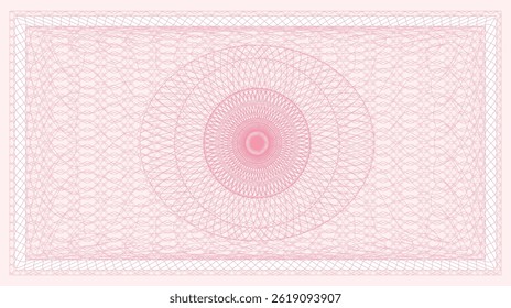 light pink guilloche background with frame for certificate