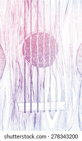 light pink guitar vector line art  illustration