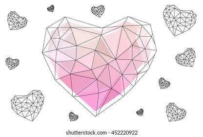 Light pink heart isolated on white background. 