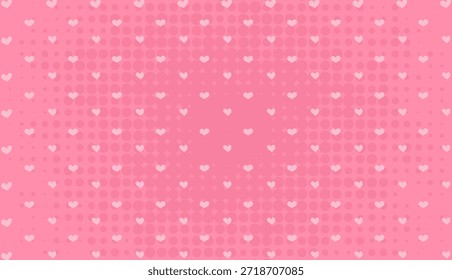 Padrão de coração rosa claro sobre um fundo rosa manchado. Valentines Day amor e romance conceito para cartão ou banner.