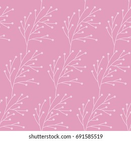 Light pink herbs seamless pattern. Herbal decorative elements. 