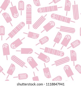 Light pink ice cream seamless pattern. Delicious summer. Vector illustration