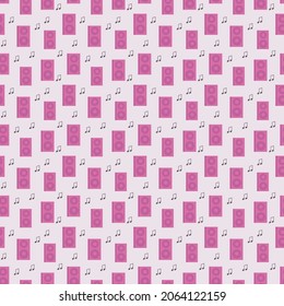 Light with pink musical speakers and notes seamless vector pattern