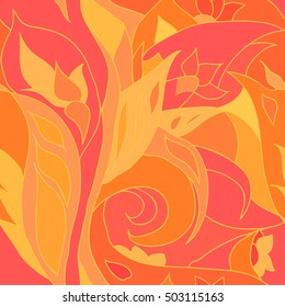 light pink and orange leaves seamless pattern