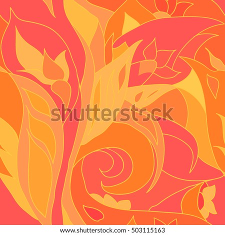 light pink and orange leaves seamless pattern