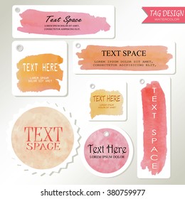 Light pink orange red paper banner with paint watercolor style