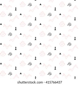 Light pink origami bird seamless pattern for kids and babies. Girlish fabric design for textile linen and apparel in scandinavian simple style.