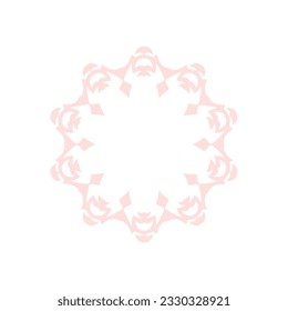 Light pink ornamental circular pattern on white background. Card template design. Decorative vector frame.