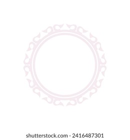 Light pink ornamental circular pattern on white background. Card template design. Decorative vector frame.