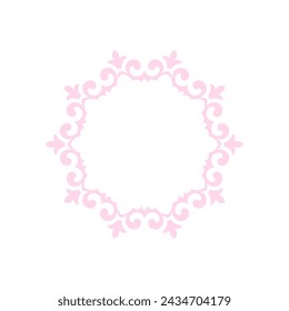 Light pink ornamental circular pattern on white background. Card template design. Decorative vector frame.