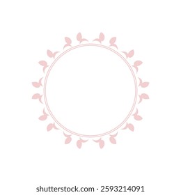 Light pink ornamental circular pattern on white background. Card template design. Decorative vector frame.