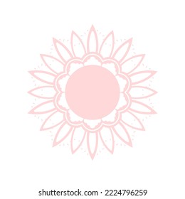 Patrón redondo ornamental rosa claro sobre fondo blanco. Diseño de plantilla de tarjeta. Ilustración vectorial.