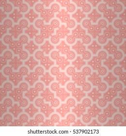 Light pink ornamental seamless pattern in maze style. Knotty mosaic repeatable backdrop. Contemporary design. Bright, contrast design for game, textile, wallpaper or other purpose. Vector background.