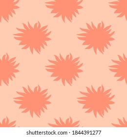 Light pink pastel and coral palette seamless pattern with scribble star elements. Cartoon geometric backdrop. Designed for fabric design, textile print, wrapping, cover. Vector illustration.