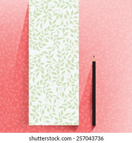 Light pink petals with flat weave background for design, vector. Flat pencil and paper illustration