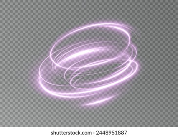 Light pink podium lines png of speed. Light glowing effect png. motion lines. Transparent white background Light trail wave fire path trace line, car lights, optic fiber and incandescence curve twirl	