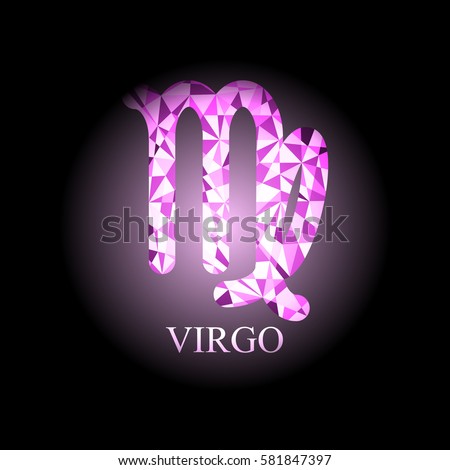 Light Pink polygonal Virgo zodiac icon sign symbol vector illustration on black background