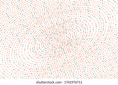 Light pink, red and blue mini hearts arranged in ellipse style on white background. Invitation template background design, Greeting Card, Poster. Valentine Day. Vector illustration