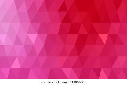 Light pink, red triangle mosaic background. Shining colored illustration in a brand-new style. Triangular pattern for your business design.