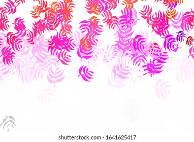 Light Pink, Red vector abstract backdrop with leaves. An elegant bright illustration with leaves in Natural style. The best design for your business.