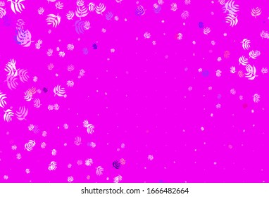 Light Pink, Red vector abstract pattern with leaves. Decorative illustration with doodles on abstract template. Colorful pattern for kid's books.