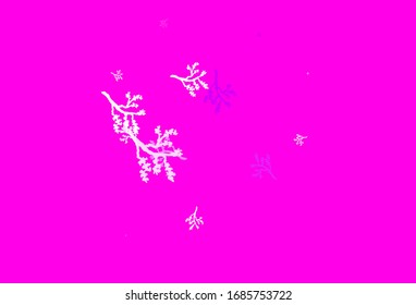 Light Pink, Red vector abstract pattern with sakura. Abstract illustration with leaves, branches in doodles style. Hand painted design for web, wrapping.