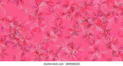 Light pink, red vector abstract background with leaves. leaves on elegant natural pattern with gradient. Colorful pattern for spring parties.
