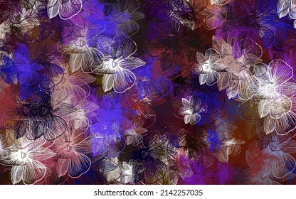 Light Pink, Red vector abstract backdrop with flowers. Illustration with colorful abstract doodle flowers. Elegant pattern for your brand book.