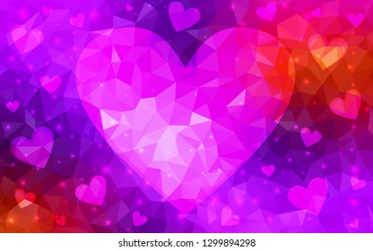 Light Pink, Red vector  backdrop with sweet hearts. Blurred decorative design in doodle style with hearts. Pattern for carnival, festival romantic leaflets.